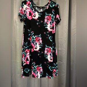 Korsis dress black floral large excellent condition